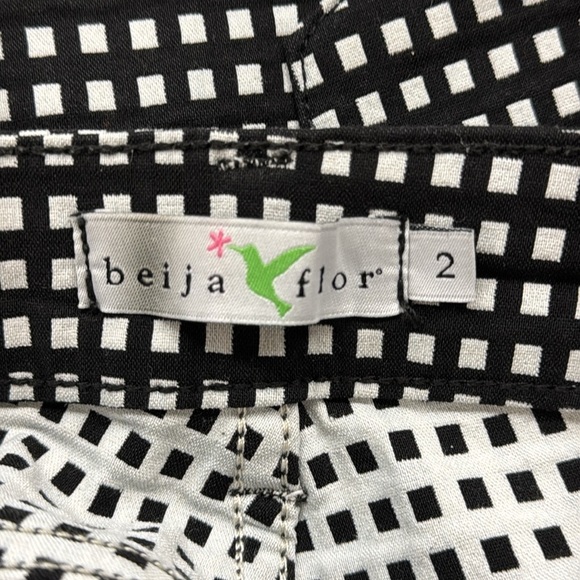 Beija Flor Black and White Check Pull On Pants Size 2 - Picture 6 of 9